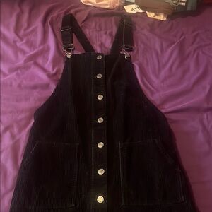 Black Corduroy Overall Dress